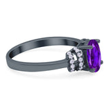 Oval Art Deco Wedding Bridal Ring Simulated Cubic Zirconia 925 Sterling Silver