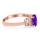 Oval Art Deco Wedding Bridal Ring Simulated Cubic Zirconia 925 Sterling Silver