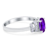 Oval Art Deco Wedding Bridal Ring Simulated Cubic Zirconia 925 Sterling Silver