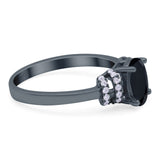 Oval Art Deco Wedding Bridal Ring Simulated Cubic Zirconia 925 Sterling Silver