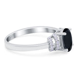 Oval Art Deco Wedding Bridal Ring Simulated Cubic Zirconia 925 Sterling Silver