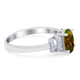 Oval Art Deco Wedding Bridal Ring Simulated Cubic Zirconia 925 Sterling Silver