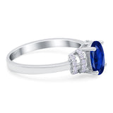 Oval Art Deco Wedding Bridal Ring Simulated Cubic Zirconia 925 Sterling Silver