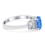 Oval Art Deco Wedding Bridal Ring Simulated Cubic Zirconia 925 Sterling Silver