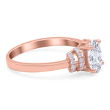 Oval Art Deco Wedding Bridal Ring Simulated Cubic Zirconia 925 Sterling Silver