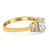 Oval Art Deco Wedding Bridal Ring Simulated Cubic Zirconia 925 Sterling Silver