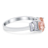 Oval Art Deco Wedding Bridal Ring Simulated Cubic Zirconia 925 Sterling Silver