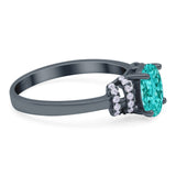 Oval Art Deco Wedding Bridal Ring Simulated Cubic Zirconia 925 Sterling Silver