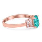 Oval Art Deco Wedding Bridal Ring Simulated Cubic Zirconia 925 Sterling Silver