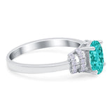 Oval Art Deco Wedding Bridal Ring Simulated Cubic Zirconia 925 Sterling Silver