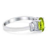 Oval Art Deco Wedding Bridal Ring Simulated Cubic Zirconia 925 Sterling Silver