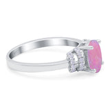 Oval Art Deco Wedding Bridal Ring Simulated Cubic Zirconia 925 Sterling Silver