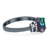 Oval Art Deco Wedding Bridal Ring Simulated Cubic Zirconia 925 Sterling Silver