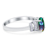 Oval Art Deco Wedding Bridal Ring Simulated Cubic Zirconia 925 Sterling Silver