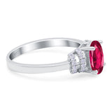 Oval Art Deco Wedding Bridal Ring Simulated Cubic Zirconia 925 Sterling Silver
