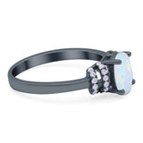 Oval Art Deco Wedding Bridal Ring Simulated Cubic Zirconia 925 Sterling Silver