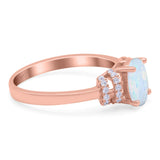 Oval Art Deco Wedding Bridal Ring Simulated Cubic Zirconia 925 Sterling Silver