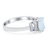 Oval Art Deco Wedding Bridal Ring Simulated Cubic Zirconia 925 Sterling Silver