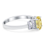 Oval Art Deco Wedding Bridal Ring Simulated Cubic Zirconia 925 Sterling Silver