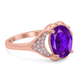 Oval Art Deco Wedding Engagement Bridal Ring Simulated Cubic Zirconia 925 Sterling Silver