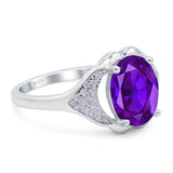 Oval Art Deco Wedding Engagement Bridal Ring Simulated Cubic Zirconia 925 Sterling Silver