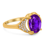 Oval Art Deco Wedding Engagement Bridal Ring Simulated Cubic Zirconia 925 Sterling Silver