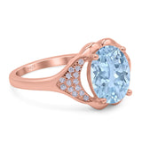 Oval Art Deco Wedding Engagement Bridal Ring Simulated Cubic Zirconia 925 Sterling Silver