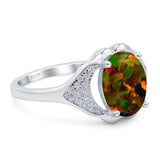 Oval Art Deco Wedding Engagement Bridal Ring Simulated Cubic Zirconia 925 Sterling Silver