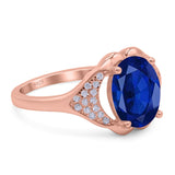 Oval Art Deco Wedding Engagement Bridal Ring Simulated Cubic Zirconia 925 Sterling Silver