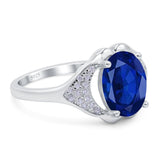Oval Art Deco Wedding Engagement Bridal Ring Simulated Cubic Zirconia 925 Sterling Silver