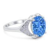 Oval Art Deco Wedding Engagement Bridal Ring Simulated Cubic Zirconia 925 Sterling Silver