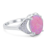 Oval Art Deco Wedding Engagement Bridal Ring Simulated Cubic Zirconia 925 Sterling Silver
