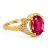 Oval Art Deco Wedding Engagement Bridal Ring Simulated Cubic Zirconia 925 Sterling Silver