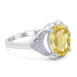 Oval Art Deco Wedding Engagement Bridal Ring Simulated Cubic Zirconia 925 Sterling Silver