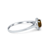 Halo Wedding Bridal Ring Round Simulated Cubic Zirconia 925 Sterling Silver