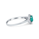 Halo Wedding Bridal Ring Round Simulated Cubic Zirconia 925 Sterling Silver