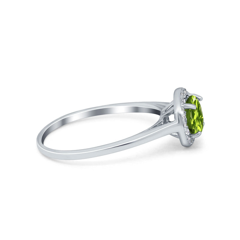 Halo Wedding Bridal Ring Round Simulated Cubic Zirconia 925 Sterling Silver