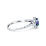 Halo Wedding Bridal Ring Round Simulated Cubic Zirconia 925 Sterling Silver