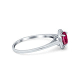 Halo Wedding Bridal Ring Round Simulated Cubic Zirconia 925 Sterling Silver