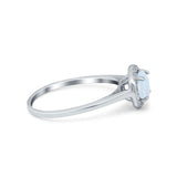 Halo Wedding Bridal Ring Round Simulated Cubic Zirconia 925 Sterling Silver