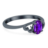 Art Deco Oval Wedding Engagement Bridal Ring Simulated Cubic Zirconia 925 Sterling Silver