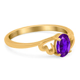 Art Deco Oval Wedding Engagement Bridal Ring Simulated Cubic Zirconia 925 Sterling Silver