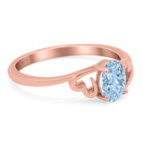 Art Deco Oval Wedding Engagement Bridal Ring Simulated Cubic Zirconia 925 Sterling Silver