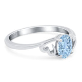 Art Deco Oval Wedding Engagement Bridal Ring Simulated Cubic Zirconia 925 Sterling Silver