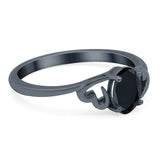 Art Deco Oval Wedding Engagement Bridal Ring Simulated Cubic Zirconia 925 Sterling Silver