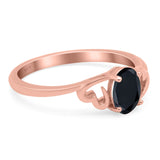 Art Deco Oval Wedding Engagement Bridal Ring Simulated Cubic Zirconia 925 Sterling Silver