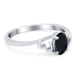 Art Deco Oval Wedding Engagement Bridal Ring Simulated Cubic Zirconia 925 Sterling Silver