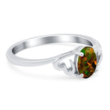 Art Deco Oval Wedding Engagement Bridal Ring Simulated Cubic Zirconia 925 Sterling Silver