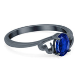 Art Deco Oval Wedding Engagement Bridal Ring Simulated Cubic Zirconia 925 Sterling Silver