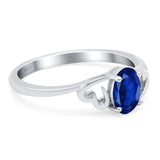 Art Deco Oval Wedding Engagement Bridal Ring Simulated Cubic Zirconia 925 Sterling Silver